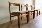 Deense mid-century vintage eetkamer stoelen (4 stuks), Huis en Inrichting, Stoelen, Ophalen, Hout, Bruin, Deens, mid century, vintage, notenhout, retro,