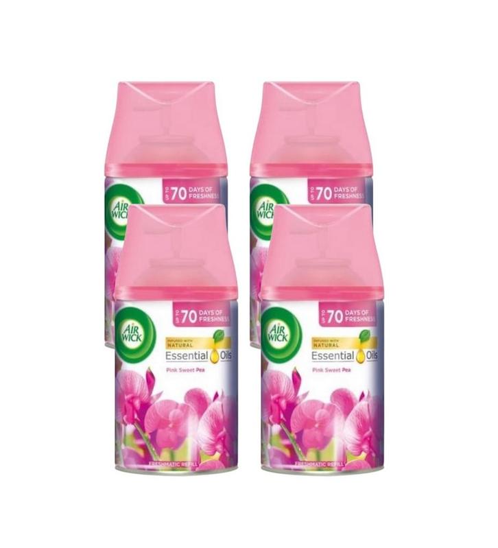 Airwick Freshmatic Max Pink Sweet Pea 4x 250 ml, Huis en Inrichting, Woonaccessoires | Kandelaars en Kaarsen, Nieuw, Kaars, Minder dan 25 cm