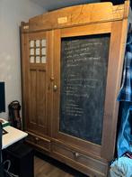 Vintage Houten Kast met Schoolbord Deur, Ophalen, Gebruikt, 100 tot 150 cm, Met lade(s)