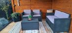 Loungeset met opbergruimte - Bank, stoelen, tafel, Tuin en Terras, Ophalen, 4 zitplaatsen, Kunststof, Gebruikt