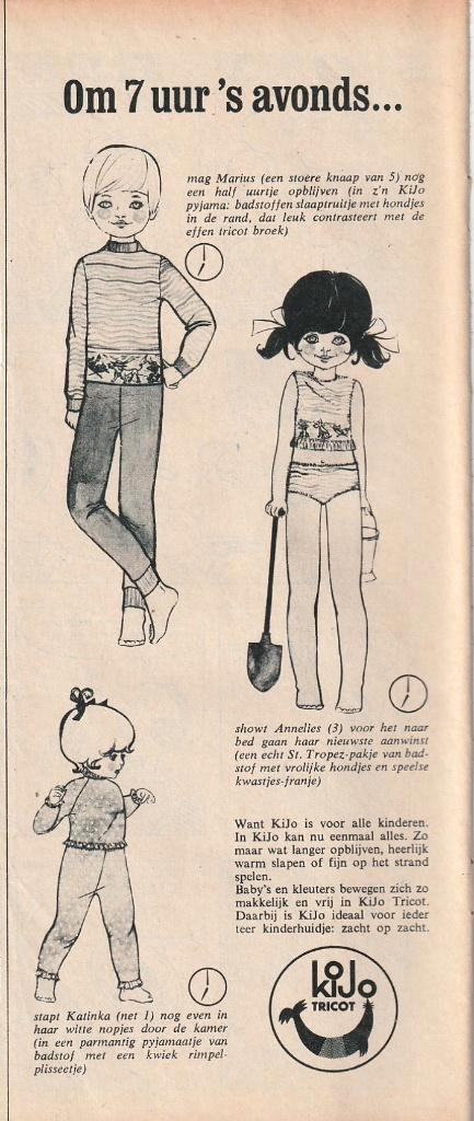 retro reclame 1966 Kijo kindermode Marius Katinka Annelies, Verzamelen, Retro, Overige typen, Verzenden