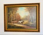 Klassiek Schilderij Paarden in Boslandschap Gouden Lijst Art, Ophalen