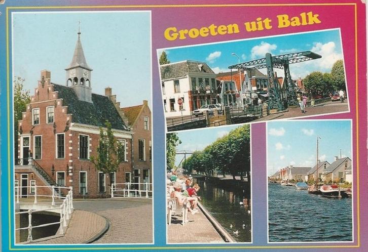 AK Balk Friesland brug Renault Citroen boten, Verzamelen, Ansichtkaarten | Nederland, Gelopen, Friesland, 1960 tot 1980, Ophalen of Verzenden