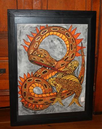 Kleurrijk Schilderij Japanse tatoeage Irezumi
60x80 cm  beschikbaar voor biedingen