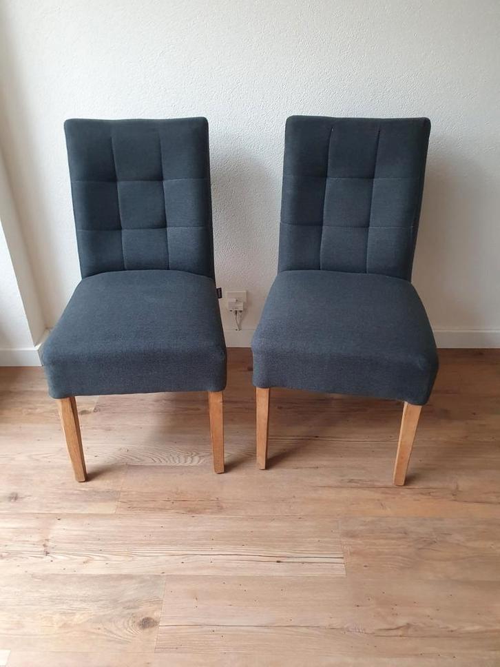 Woood eetkamerstoelen 6 stuks, Huis en Inrichting, Stoelen, Gebruikt, Vijf, Zes of meer stoelen, Stof, Grijs, Ophalen