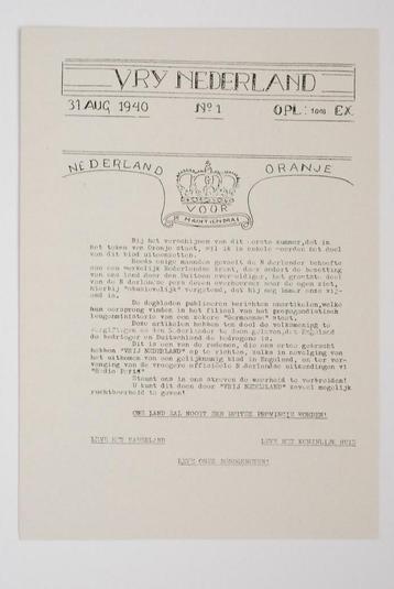 31 augustus 1940 - De eerste Vrij Nederland Heruitgave 1994 beschikbaar voor biedingen