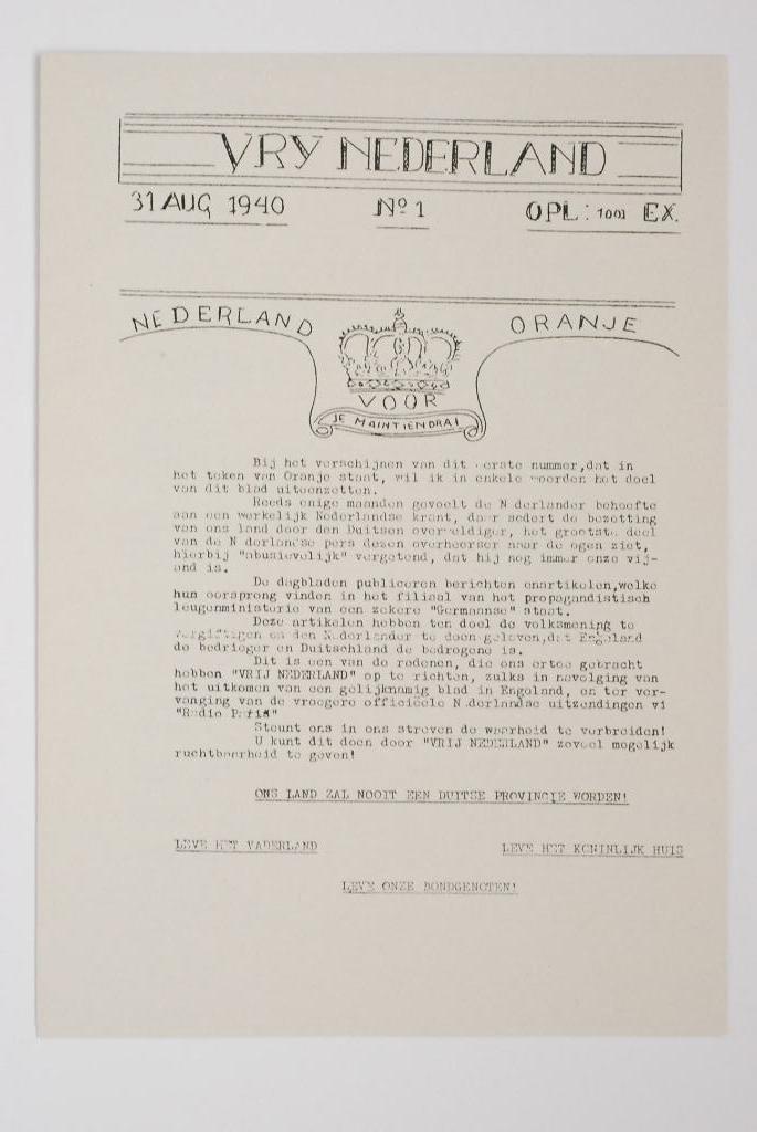 31 augustus 1940 - De eerste Vrij Nederland Heruitgave 1994, Boeken, Tijdschriften en Kranten, Zo goed als nieuw, Krant, Verzenden