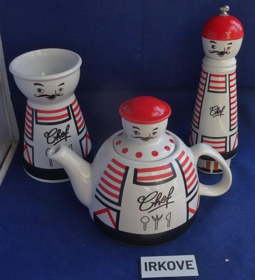 LEUKE KEUKEN SET CHEF * Drie Delig *, Huis en Inrichting, Keuken | Servies, Nieuw, Overige typen, Overige stijlen, Porselein, Verzenden