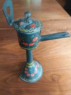 Vintage Metalen Olielamp met Rozen, Ophalen of Verzenden