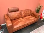 Cognac microleder bank 2,5 zits, Ophalen, Zo goed als nieuw, 75 tot 100 cm, 200 tot 250 cm