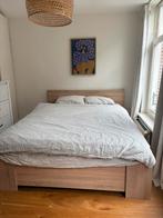 IKEA King Size Bed 180x200 with Storage Drawers – Light Oak, Ophalen, Zo goed als nieuw, Tweepersoons