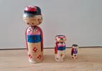 Kokeshi Japanse vintage retro poppen hout bobblehead 3 stuks, Ophalen of Verzenden