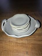 Vintage Aardewerk Servies - Grijs, Huis en Inrichting, Keuken | Servies, Gebruikt, Ophalen of Verzenden, Bord(en), Overige stijlen