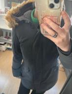 Donkerblauwe winterjas airforce met bontkraag, Ophalen, Meisje, Zo goed als nieuw, Airforce