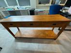 Vintage houten sidetable / haltafel, Ophalen, 100 tot 150 cm, Teakhout, Zo goed als nieuw