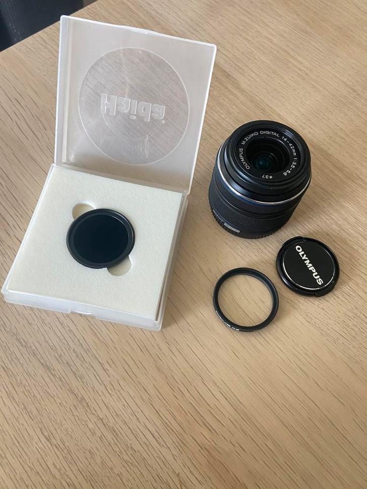 Olympus: M.Zuiko Digital 14-42mm F3.5-5.6 II R + filters, Audio, Tv en Foto, Fotografie | Lenzen en Objectieven, Gebruikt, Groothoeklens
