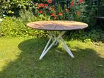 Tafel, tafelpoot staal, wit, Huis en Inrichting, Tafelonderdelen, 150 tot 200 cm, Rond, Ophalen of Verzenden, Zo goed als nieuw