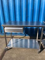 kleine mobiele rvs werktafel met lade element 3 stuks p.st, Huis en Inrichting, Keuken | Keukenelementen, Ophalen, Zo goed als nieuw