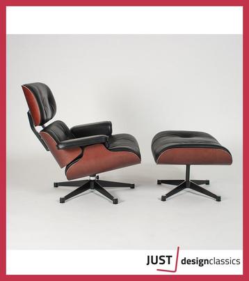 Vitra Lounge Chair + Ottoman Zwart Leder Kersen beschikbaar voor biedingen