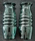 2 art deco flessengroene vazen, Antiek en Kunst, Antiek | Vazen, Ophalen of Verzenden