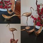 Vintage 3 massief messing vogels kraanvogel zwanen Art Deco, Ophalen of Verzenden, Zo goed als nieuw