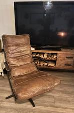 Stoere leren  robuuste draaifauteuil cognac, Huis en Inrichting, Fauteuils, Ophalen of Verzenden, Zo goed als nieuw, 50 tot 75 cm