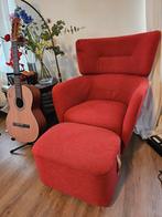 Rode fauteuil met voetenbank, Huis en Inrichting, Ophalen, Gebruikt, 75 tot 100 cm, 75 tot 100 cm