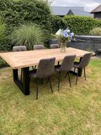 Te koop mooie industriële massief eiken tafel, Huis en Inrichting, Tafels | Eettafels, Ophalen, 50 tot 100 cm, Vijf personen of meer