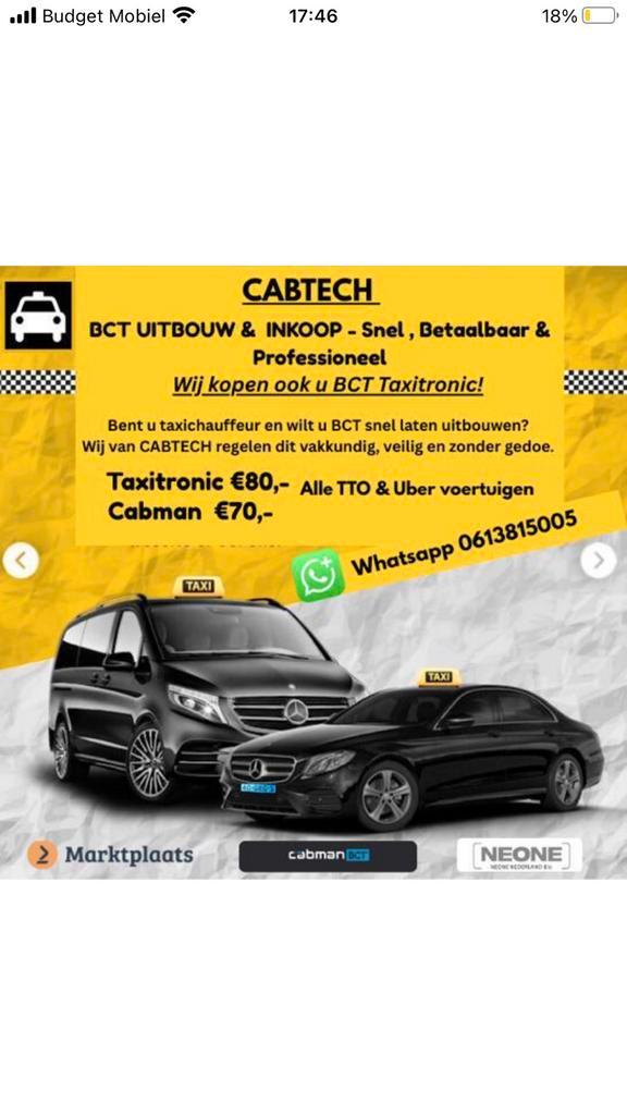 BCT UITBOUW TAXITRONIC | CABMAN INKOOP SNELLE AFHANDELING!, Auto diversen, Auto-accessoires, Gebruikt, Ophalen