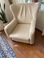 Twee witte leren stoelen - goede conditie, Huis en Inrichting, Fauteuils, Ophalen, Leer, Zo goed als nieuw, 75 tot 100 cm