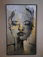 Canvas schilderij in baklijst vrouw zwart goud 118x70, Huis en Inrichting, Ophalen, Zo goed als nieuw, Schilderij, 75 cm of meer