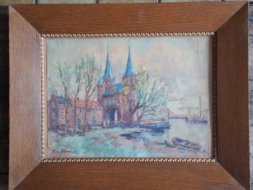 J. Le Blanc (1863-1949). Delft. Oostpoort. Ca 1900., Antiek en Kunst, Kunst | Schilderijen | Klassiek, Ophalen