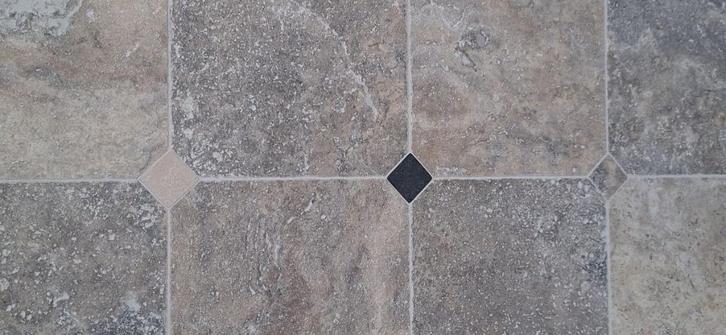Grey travertin 30.5x30.5x1 / 4.8x4.8x1 octagon vloertegel, Doe-het-zelf en Verbouw, Tegels, Nieuw, Vloertegels, Marmer, 20 tot 40 cm