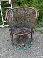 Donker rieten stoel voor in de tuin, Ophalen, Gebruikt, Rotan