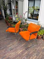 2 vintage fauteuils buizenframes ‘70, Ophalen, 75 tot 100 cm, Zo goed als nieuw, Stof