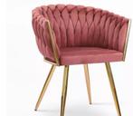 Velvet donker roze gevlochten stoel als nieuw, Huis en Inrichting, Ophalen, Zo goed als nieuw, Overige kleuren, Eén
