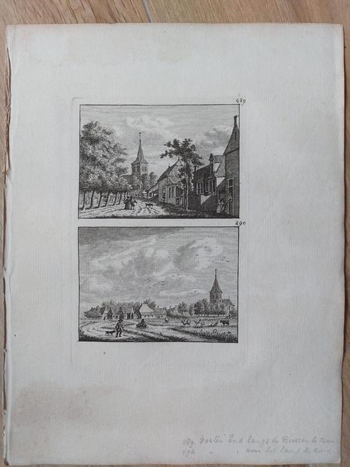 489-490 Ooster End langs de Buuren te zien Friesland, Antiek en Kunst, Kunst | Etsen en Gravures, Ophalen of Verzenden