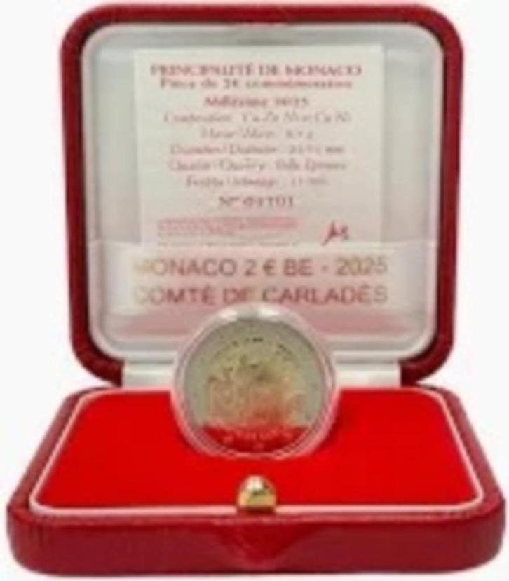 2 Euro Monaco 2025 - PROOF - Comté de Carladés, Postzegels en Munten, Munten | Europa | Euromunten, Losse munt, 2 euro, Monaco