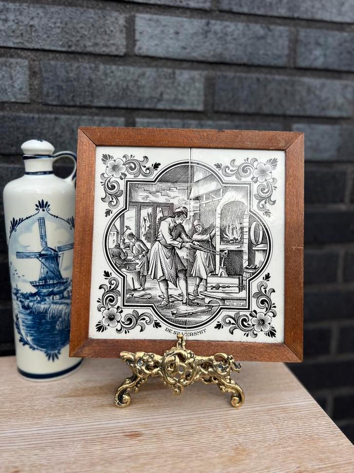 Vintage Tegeltableau De Zilversmit, Antiek en Kunst, Antiek | Wandborden en Tegels, Ophalen of Verzenden