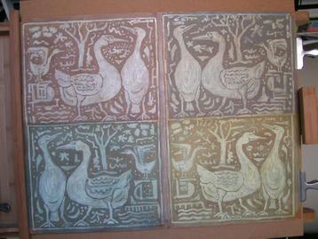 Hubert Bekman "Dieren" (Acrylverf op karton) tekening NHS beschikbaar voor biedingen