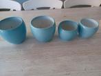 4icht blauwe bloempotten, Ophalen of Verzenden, Zo goed als nieuw, Rond, Minder dan 25 cm