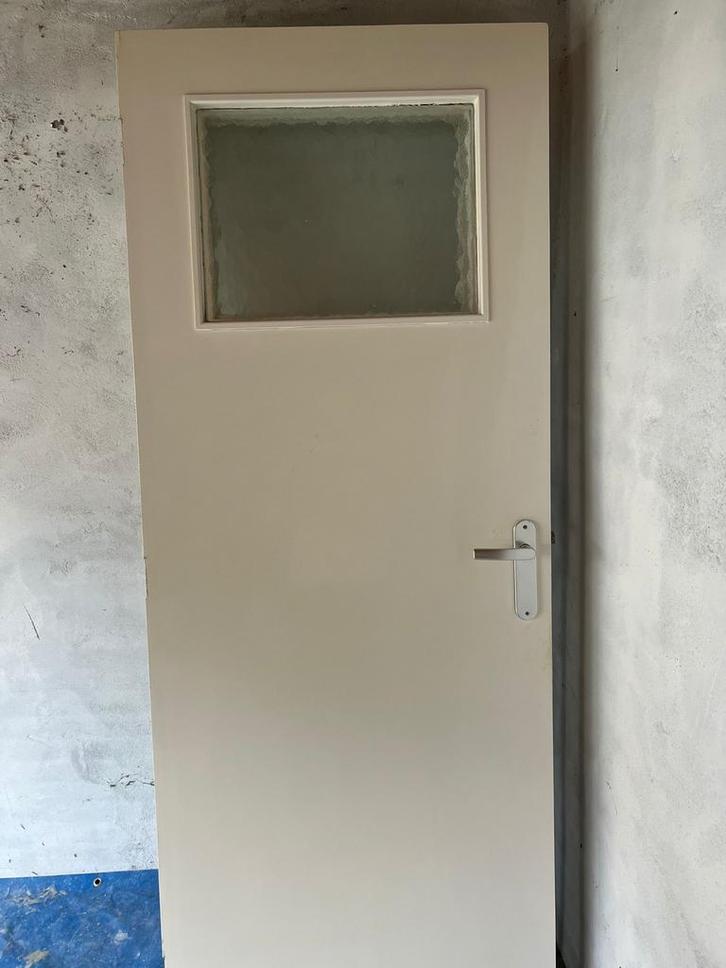3x Houten binnendeur met glas, Doe-het-zelf en Verbouw, Deuren en Horren, Gebruikt, Binnendeur, 200 tot 215 cm, 80 tot 100 cm