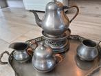Antiek Tinnen Theeservies met Warmhouder, Antiek en Kunst, Antiek | Tin, Ophalen