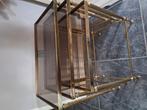 Vintage messing rookglas bijzettafelsHollywood Regency stijl, Huis en Inrichting, Tafels | Bijzettafels, Ophalen, Minder dan 55 cm