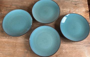 4 Elin/Etin ontbijtbordjes groen/blauw p/4: beschikbaar voor biedingen