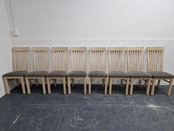 Set van 8 eetkamerstoelen white oak eiken met grijze stof beschikbaar voor biedingen