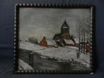Krijttekening Winters Dorpsgezicht JM Maal (1888-1964) 1928, Ophalen of Verzenden
