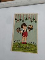 JONGEN MET BLOEMEN / HOEFIJZERS EN KLAVERTJES, Ophalen of Verzenden, Voor 1920, Kinderen
