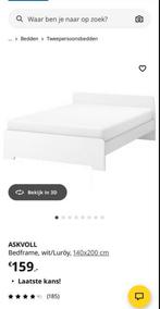 Ikea bedframe askvoll 140cm, Huis en Inrichting, Wit, Tweepersoons, Zo goed als nieuw, Hout