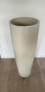 Hoge wit creme siervaas / bloempot, Tuin en Terras, Gebruikt, Rond, Tuin, Aardewerk